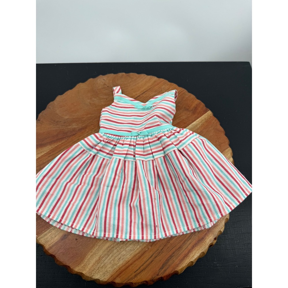 American Girl Striped Sun Dress Doll Size Multi-Color Teal Bow CMC40